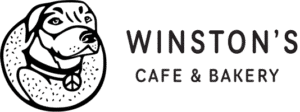 Winston's Cafe & Bakery logo with dog illustration.