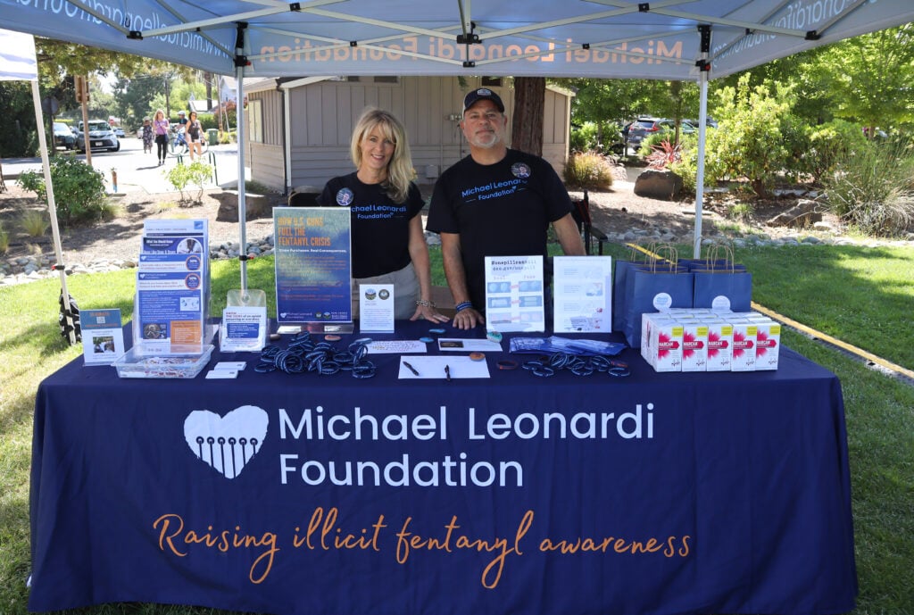 Michael Leonardi Foundation raising fentanyl awareness event booth.